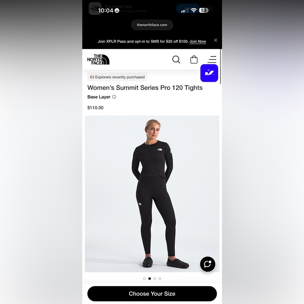 SET: The North Face Women's Black Summit Series Pro 120 Crew AND leggings- small